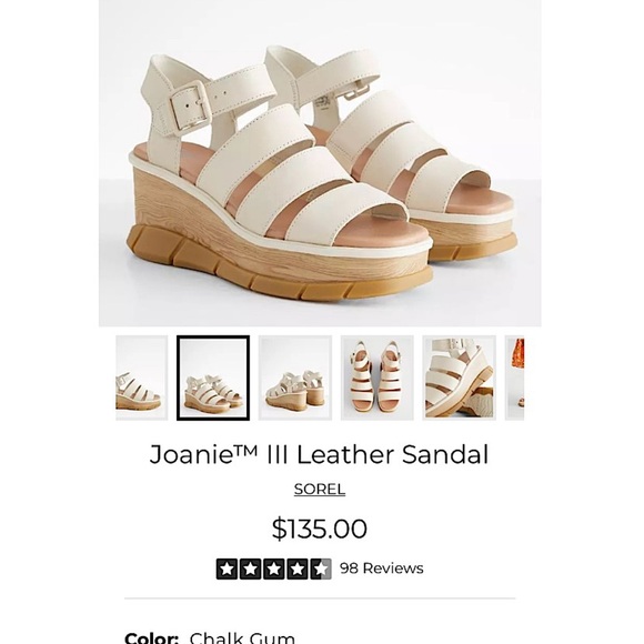 Sorel Joanie lll Platform Wedge Sandals 90s Neutral Off White Leather Chunky - Picture 6 of 17